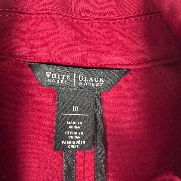 White House Black Market Womens Red Peplum Blazer Jacket Size 10 Gold Button - Picture 15 of 16